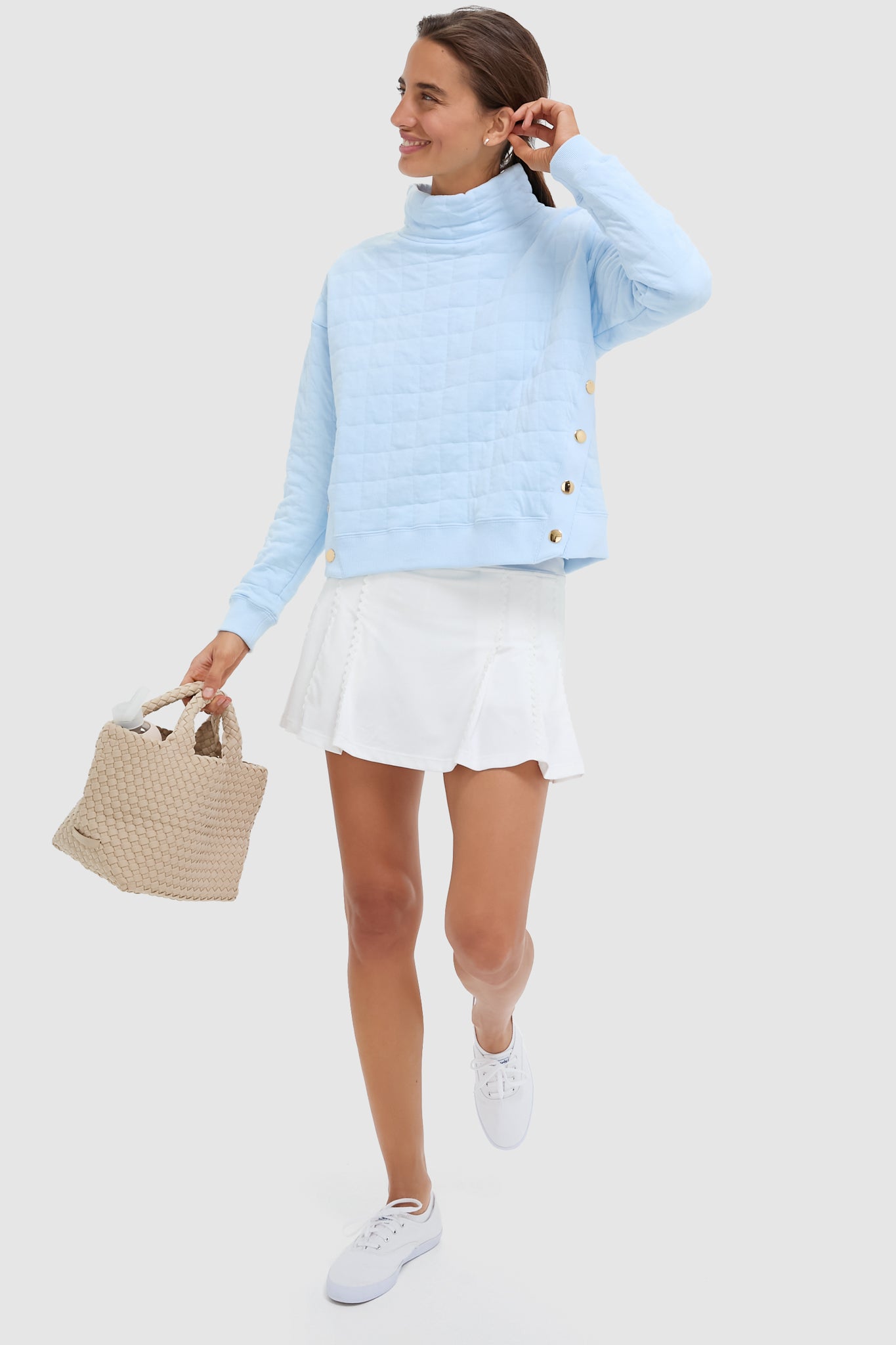 Light Blue Quilted Wright Funnel Neck