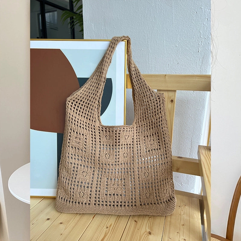 Women's Vintage Style Solid Color Polyester Shopping Bags
