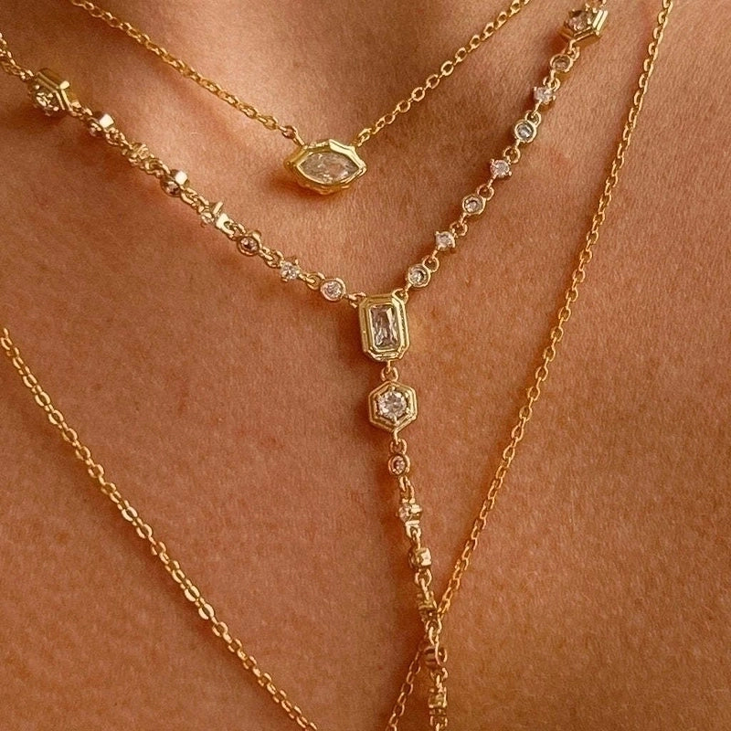 Copper Casual Minimalist Commute Oval Plating Inlay Zircon Pendant Necklace