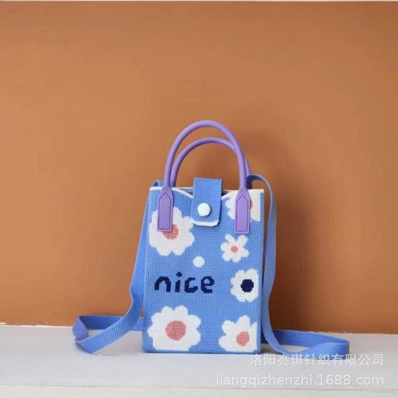 Women's Polyester Cartoon Cute Square Hidden Buckle Shoulder Bag Handbag Crossbody Bag