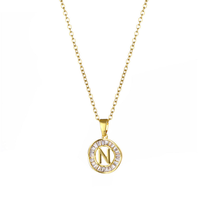 Natural Letter Text Number Stainless Steel Electroplating Necklaces
