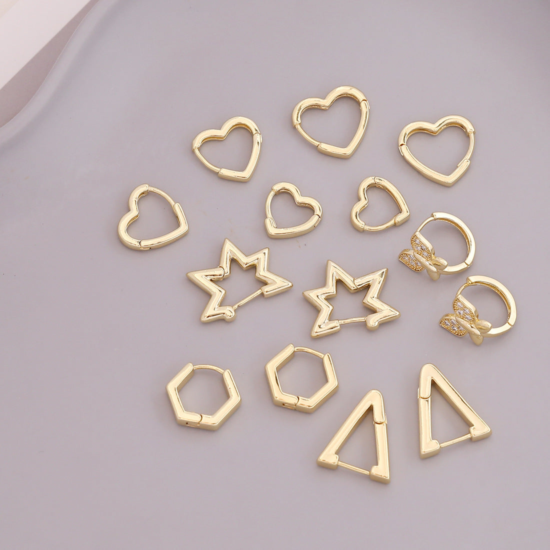 Unisex Metal Star Heart Metal Electroplating Earrings