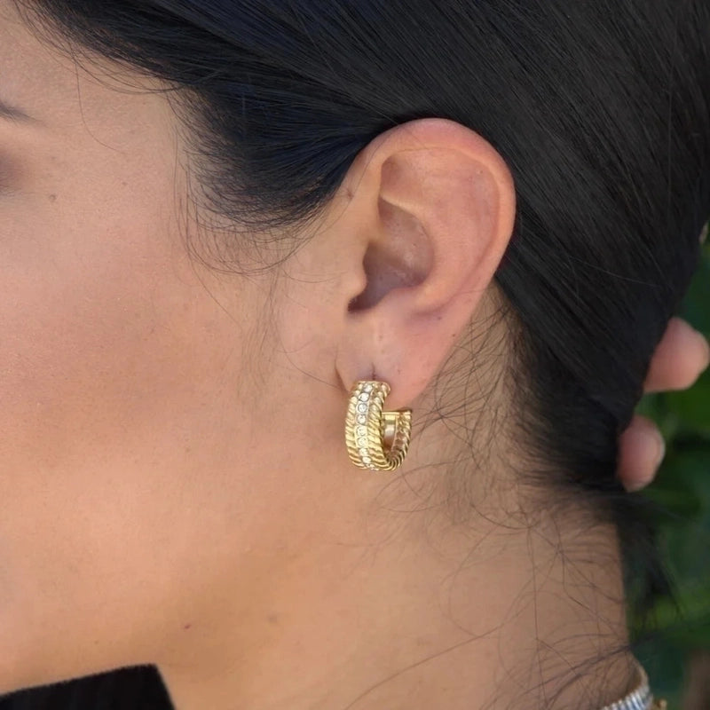 1 Pair Minimalist U Shape Plating Stainless Steel Artificial Pearls Rhinestones 18K Gold Plated Earrings