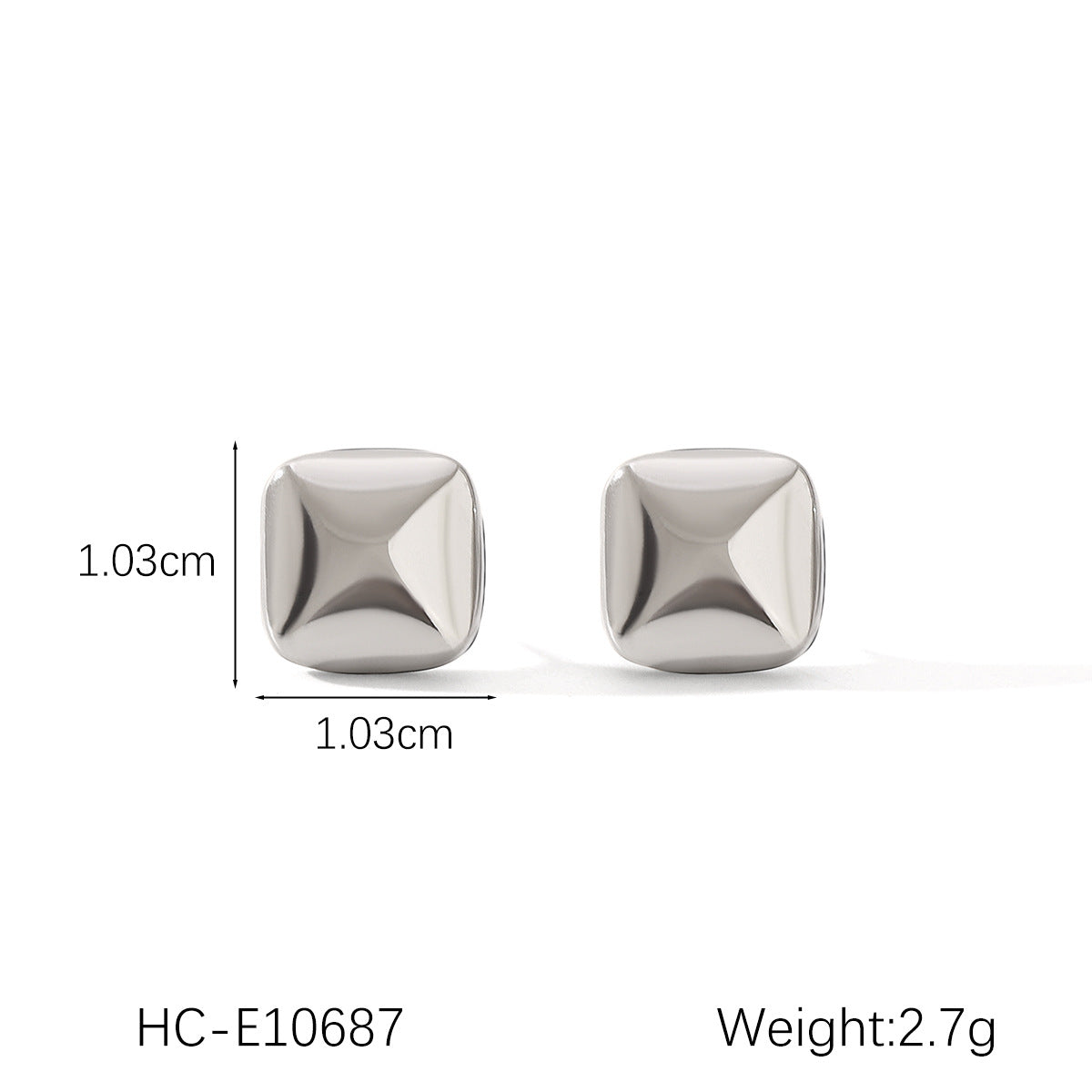 Cold Style Square Stainless Steel Earrings Simple Square Titanium Steel Earrings