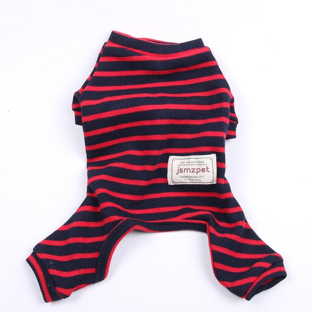 Striped Cotton Dog Jumpsuit Pajama