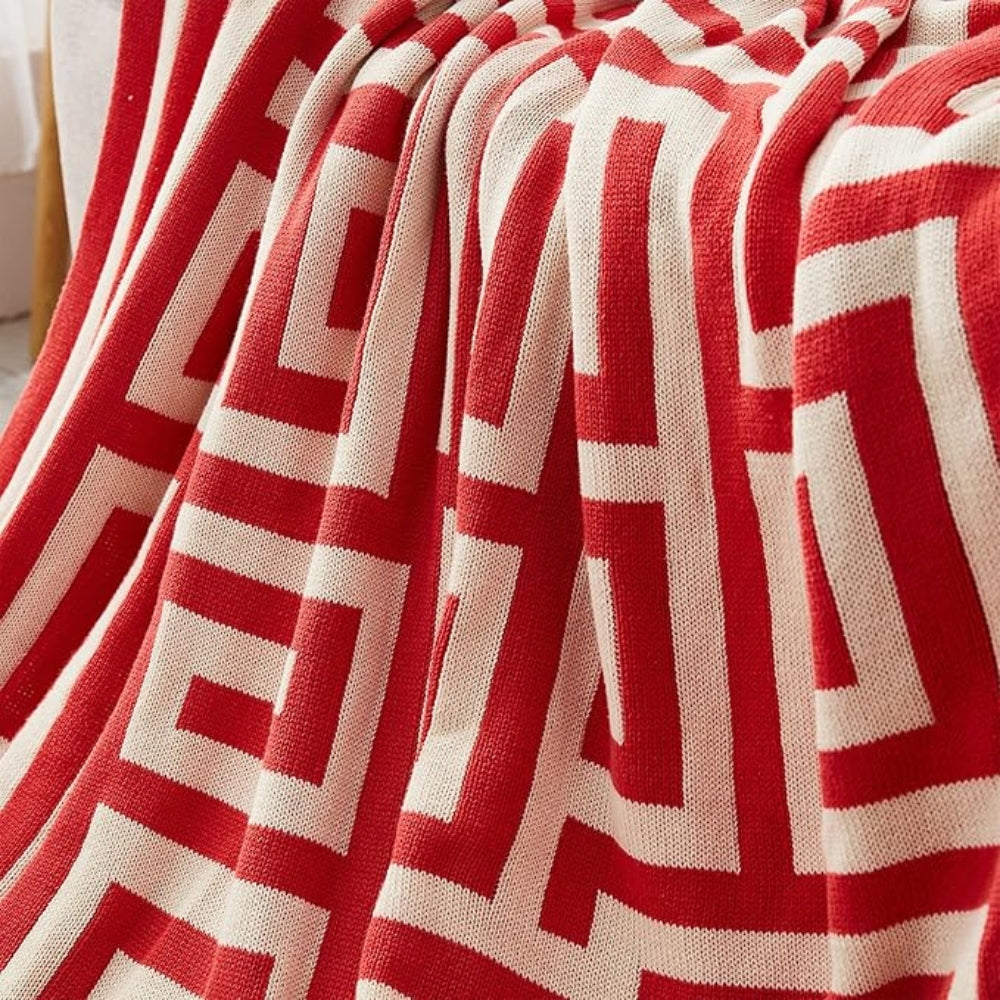 Labyrinthine Geometric Jacquard Throw Blanket