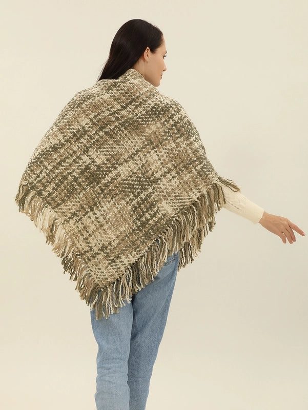 Spring And Autumn New Shawl Ethnic Style Knitted Cloak Versatile Thickened Cloak Travel Wear Scarf Hollow Coat