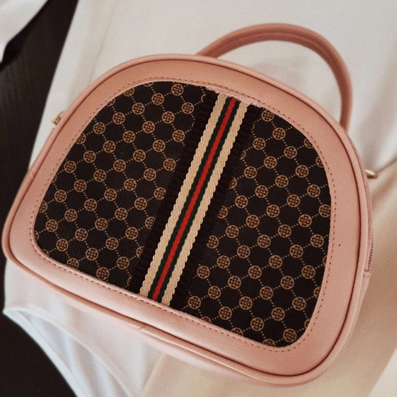 Women's Medium Pu Leather Monogram Argyle Vintage Style Classic Style Semicircle Zipper Crossbody Bag