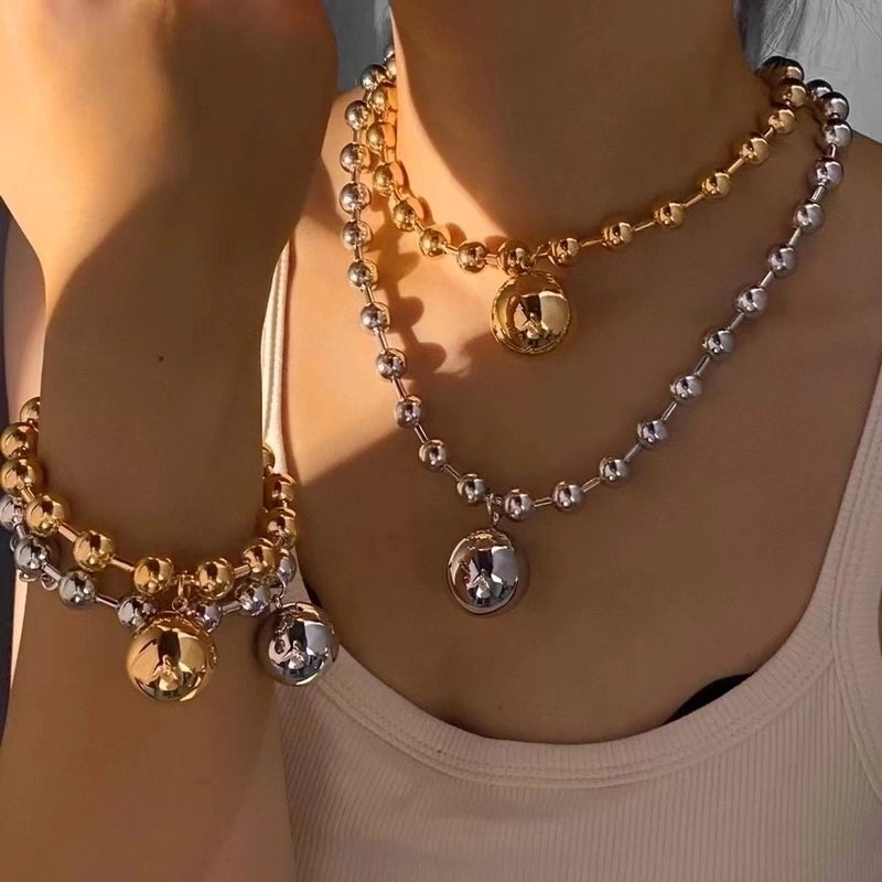 Vacation Modern Style Pentagram Round Heart Shape 304 Stainless Steel 16K Gold Plated White Gold Plated Gold Plated Plating Bracelets Necklace