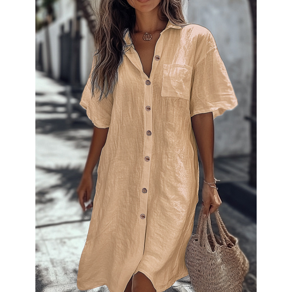🔥Hot Sale 50% Off💥👗Casual Cotton Linen Shirt Dress