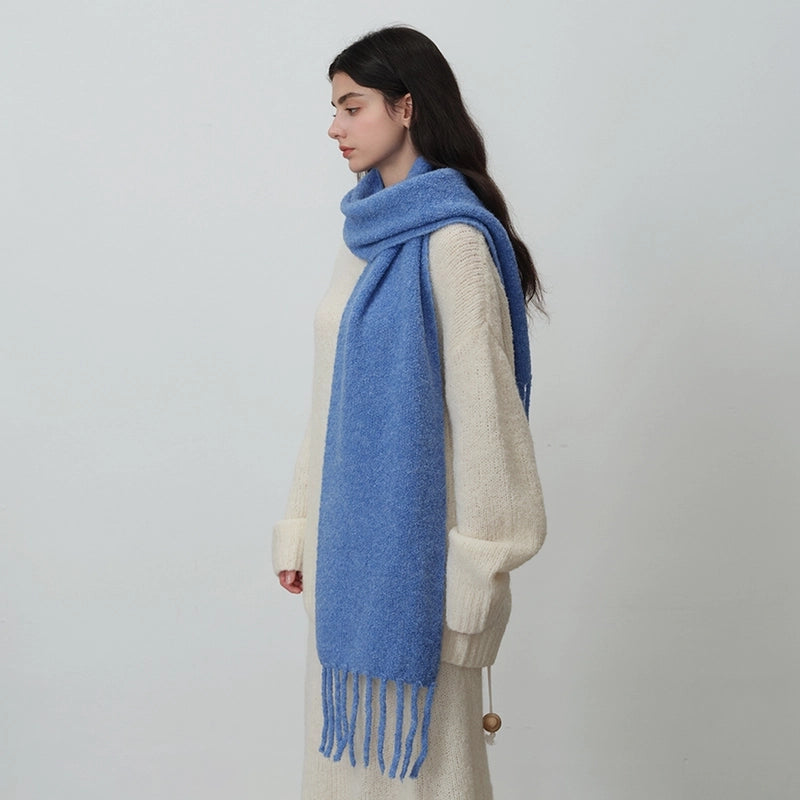 Women's Elegant Business Basic Solid Color Artificial Wool Wool Blend Tassel Scarf