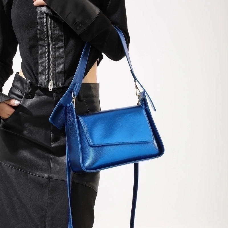 Women's Pu Leather Solid Color Basic Classic Style Streetwear Sewing Thread Square Magnetic Buckle Flip Cover Shoulder Bag
