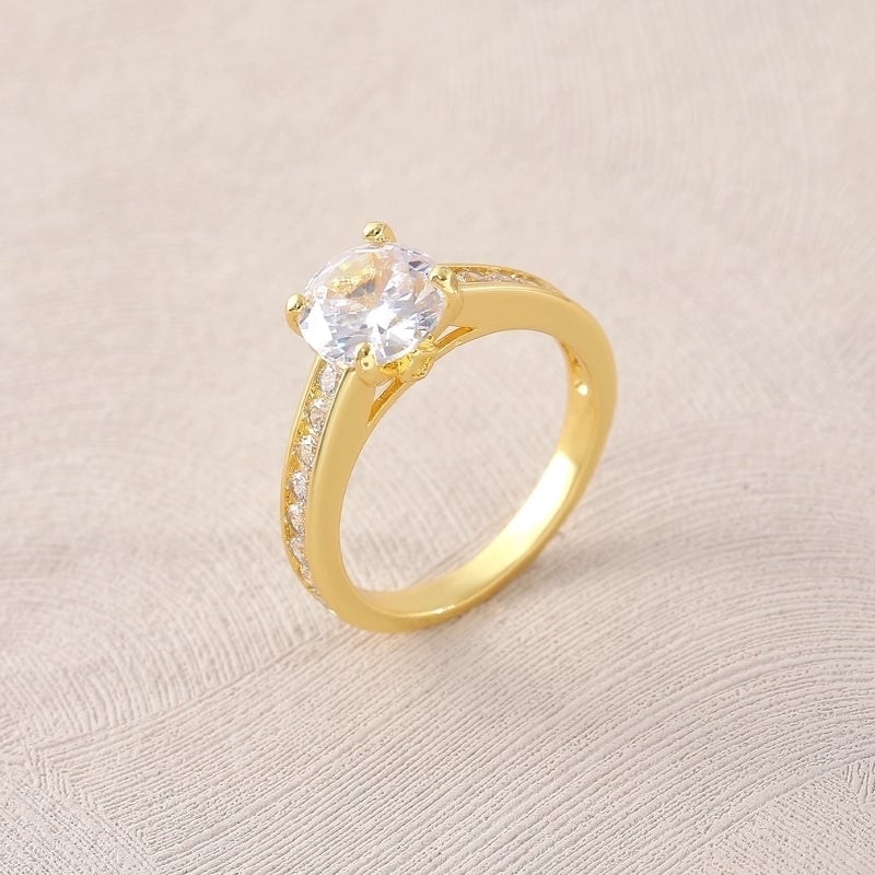 Copper 18K Gold Plated Gold Plated Plating Inlay Water Droplets Heart Shape Zircon Open Rings Rings