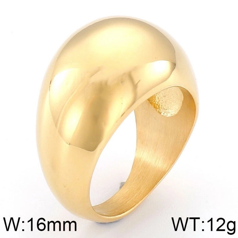 Fashion Solid Color Arc Large Smooth Stainless Steel  Geometric Ring