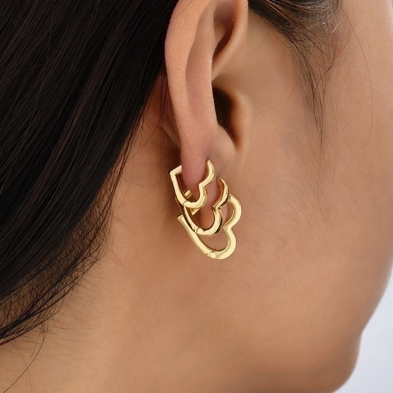 1 Pair Minimalist Heart Shape Plating Copper Earrings