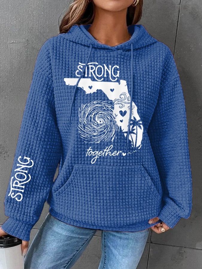 Women's Hurricane Helene 2024 Strong Together Waffle Hoodie