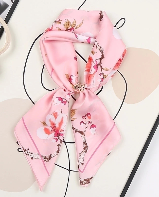 Women's Sweet Flower South  Satin Silk Scarves