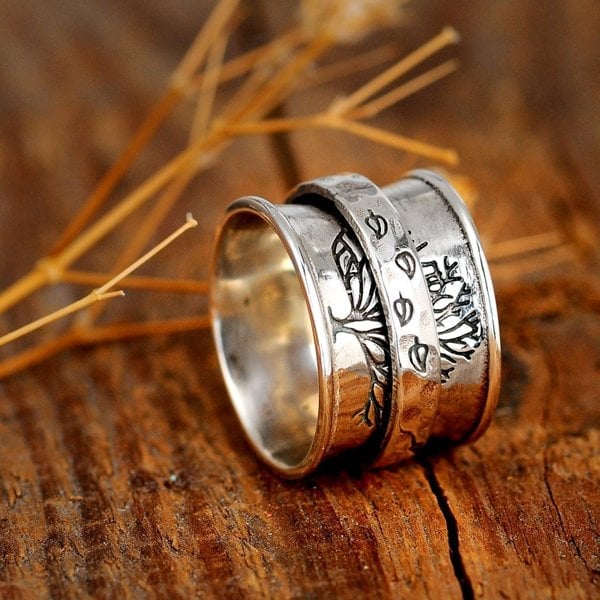 Sterling Silver Tree of Life Spinner Meditation Ring