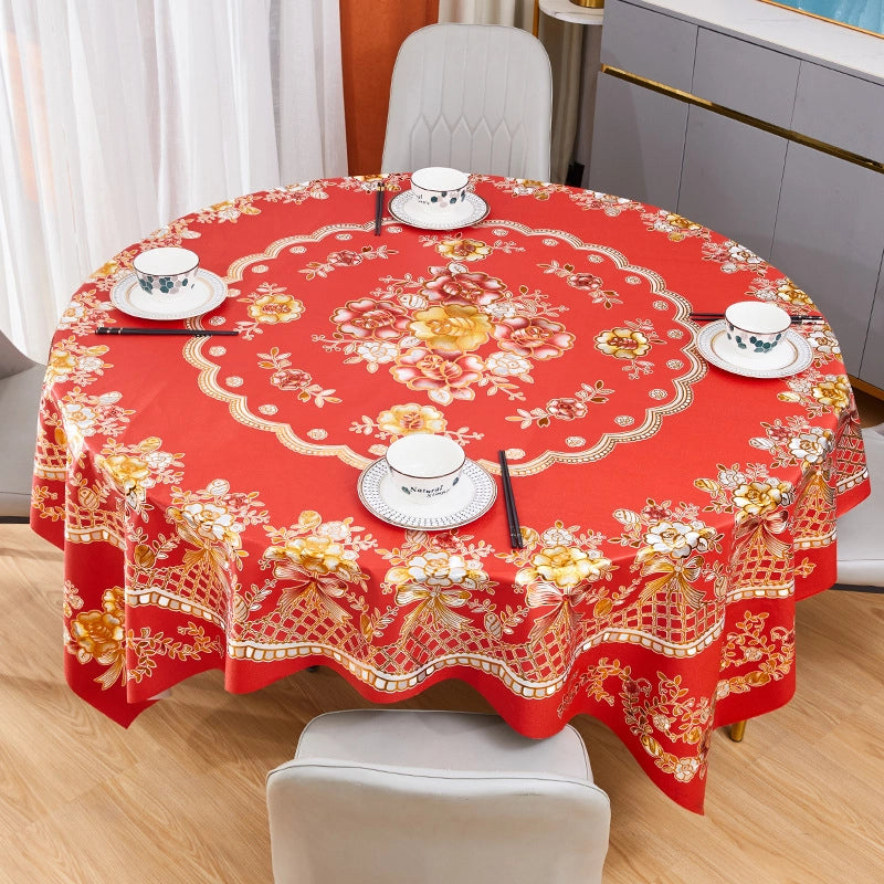 Elegant Classic Style Geometric Flower PVC Tablecloths Artificial Decorations