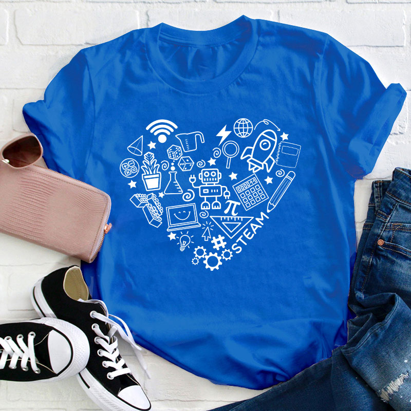 Stem Heart Shape Teacher T-Shirt