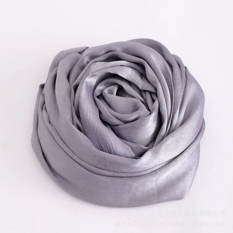 Spring And Summer New Bark Wrinkle Satin Scarf High-end Satin Wrinkle Long Scarf Ethnic Scarf Silk Scarf Shawl