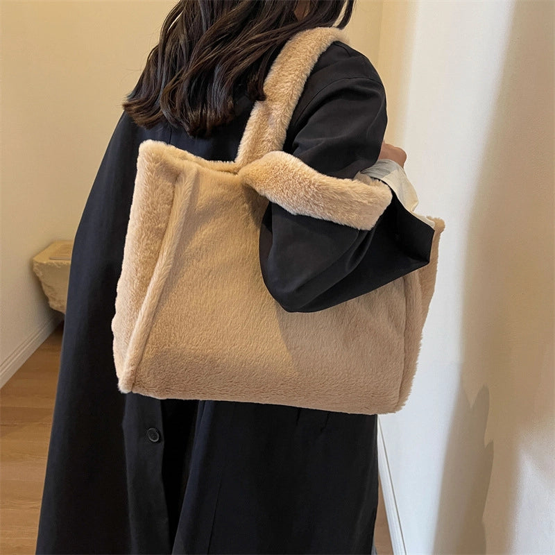 Winter New Fashion Casual Commuter Large Bag Handbags Simple Large Capacity Shoulder Tote Bag For Women