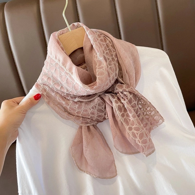 Women's Classic Style Solid Color Voile Patchwork Shawl