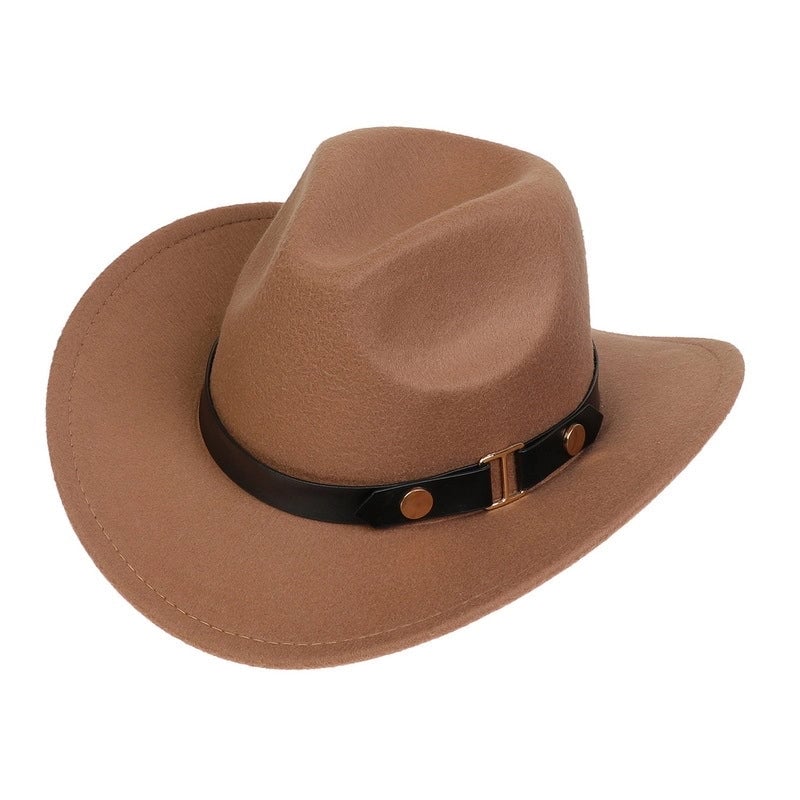 Tibetan Western Denim Top Hat Spring And Autumn New Jazz Hat Big Brim Five-pointed Star Belt Accessories Felt Hat For Men And Women