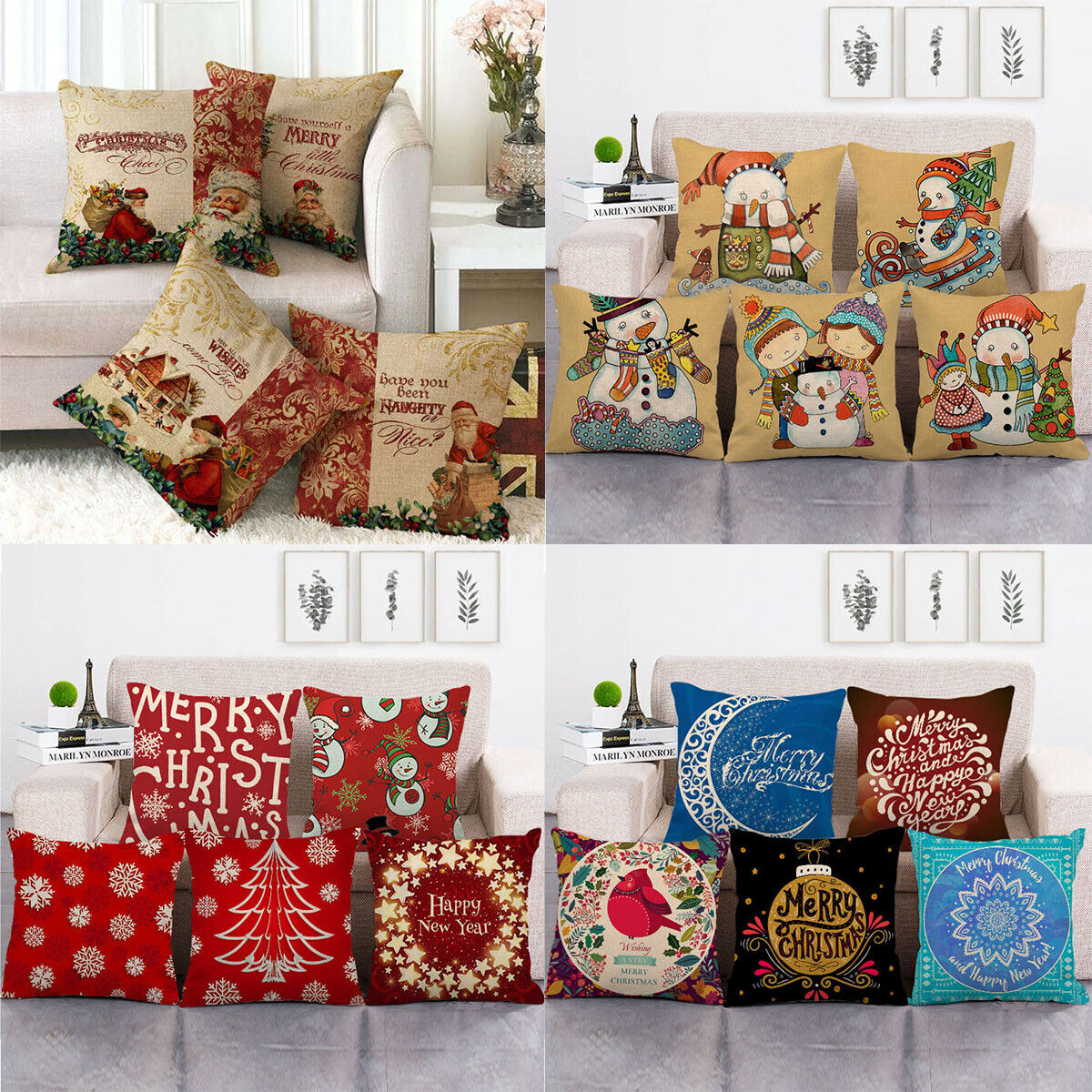 18 Cojines Merry Xmas Couch Throw Pillow Cover Case Home Sofa Decor Pillowslip