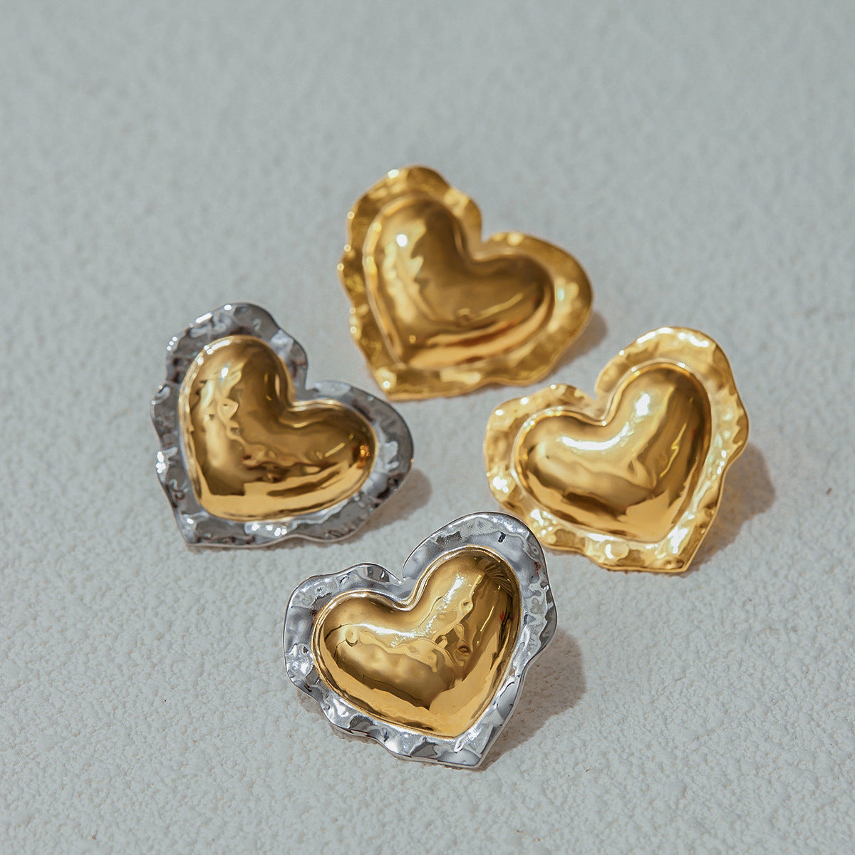 Stainless Steel Heart Earrings Earrings Female Design Niche Earrings Titanium Steel