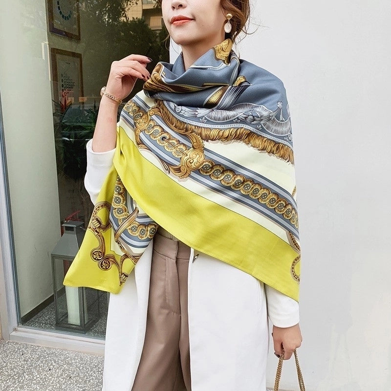 Women's Elegant Minimalist Plant Polyester Silk Scarf