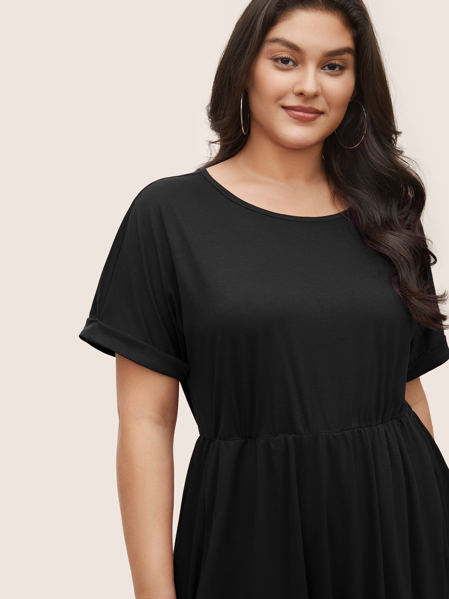 Supersoft Essentials Solid Pocket Cuffed Sleeve Dress