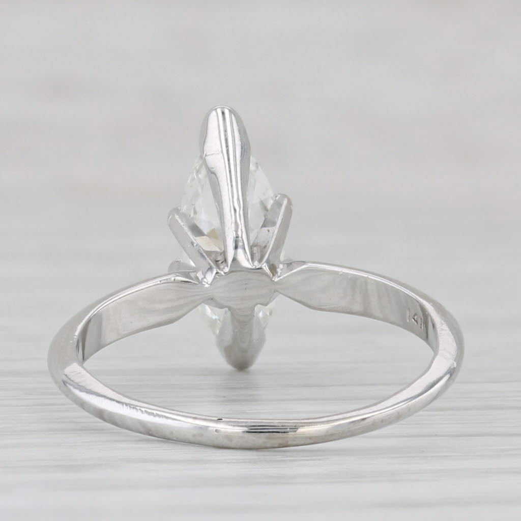 0.83ct Marquise Brilliant Solitaire Engagement Ring 14k White Gold Size 5.5