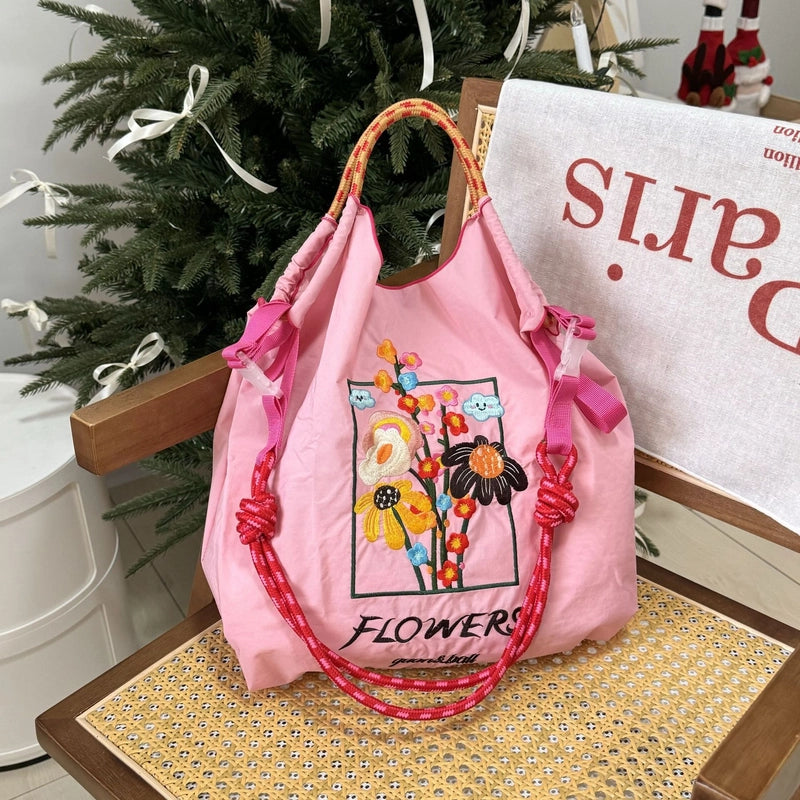 Women's Medium Nylon Color Block Vintage Style Classic Style Square Open Handbag