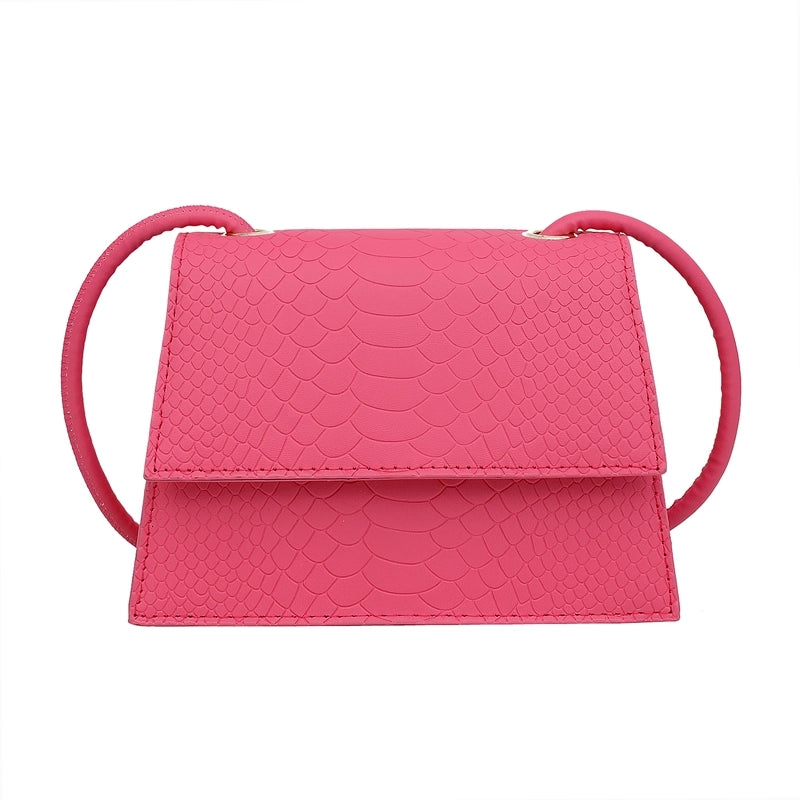 Women's Pu Leather Solid Color Classic Style Square Flip Cover Crossbody Bag