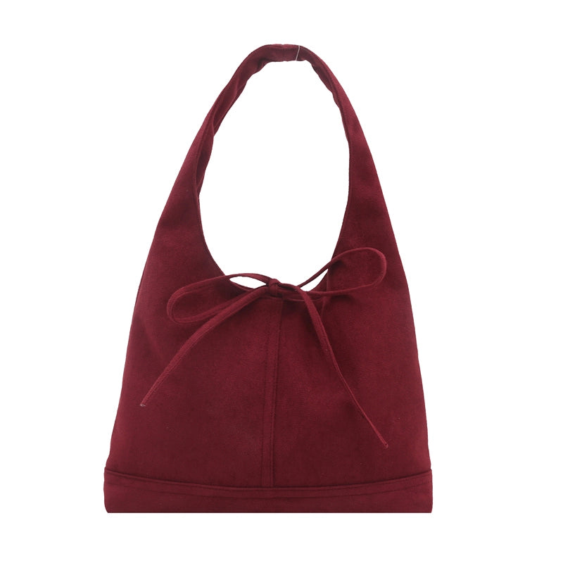 Women's Medium Pu Leather Frosted Solid Color Bow Knot Basic Classic Style Bucket Magnetic Buckle Shoulder Bag