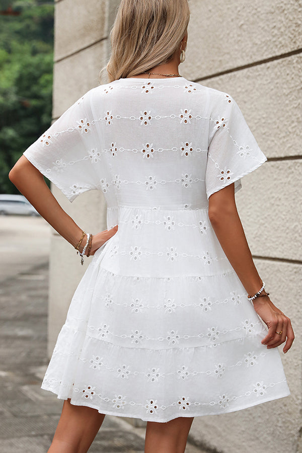 Fashion Solid Color V Neck Casual Dress