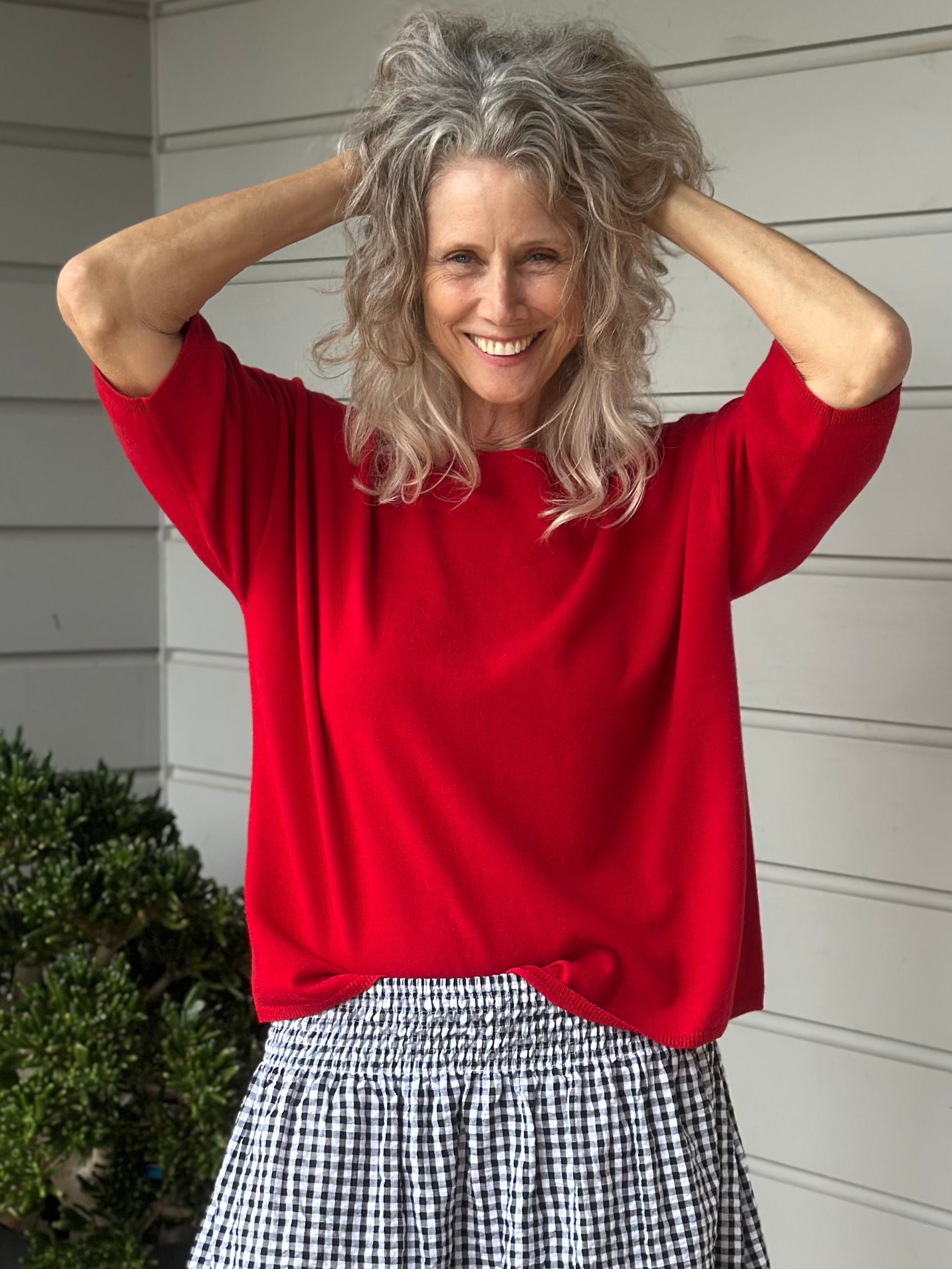 cashmere top-winter red