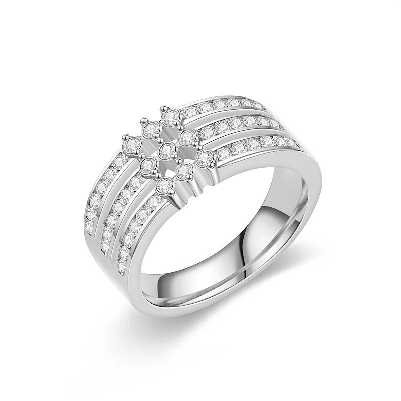 Minimalist Round Titanium Steel Zircon 18K Gold Plated Inlay Rings