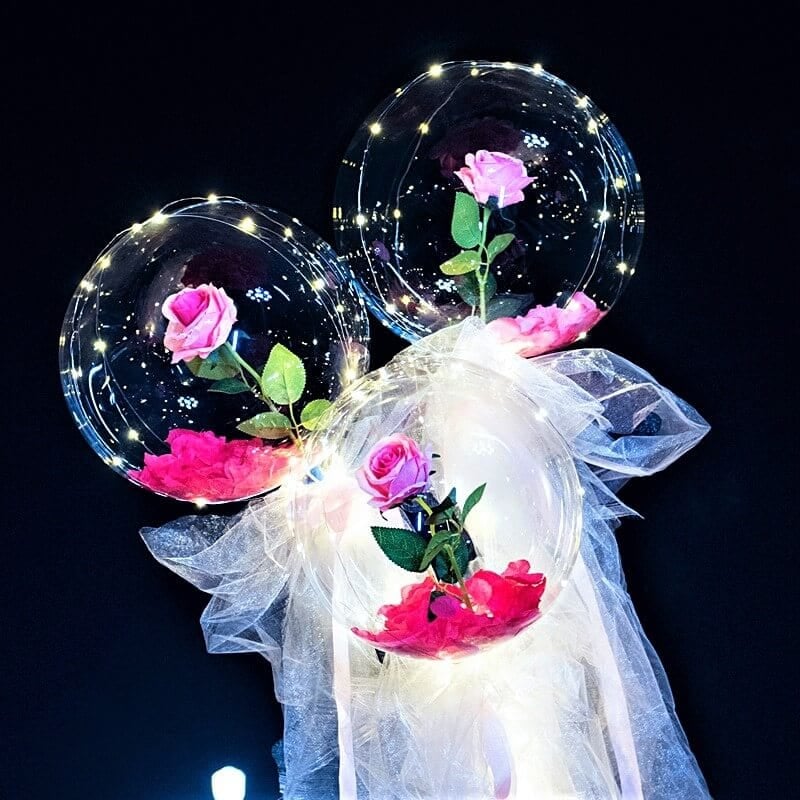 (Romantic Moment)LED Luminous Balloon Rose Bouquet