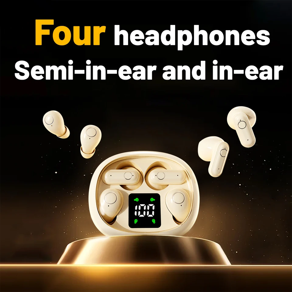 Ultra Small Headphones Bluetooth 5.4 Earphones Wireless Heasets HIFI HD Call Noise Reduction Earphone Sleep Sports Dual Earbuds