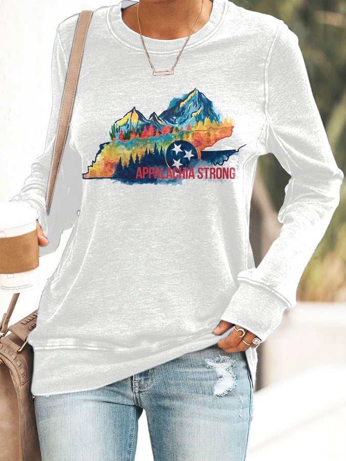 Women's Appalachian Strong Western Hurricane Helene Printed Casual Sweatshirt