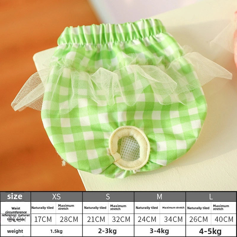 Pet Dog Menstrual Teddy Anti-harassment Physiological Pants Pet Supplies Menstrual Pants Plaid Physiological Pants