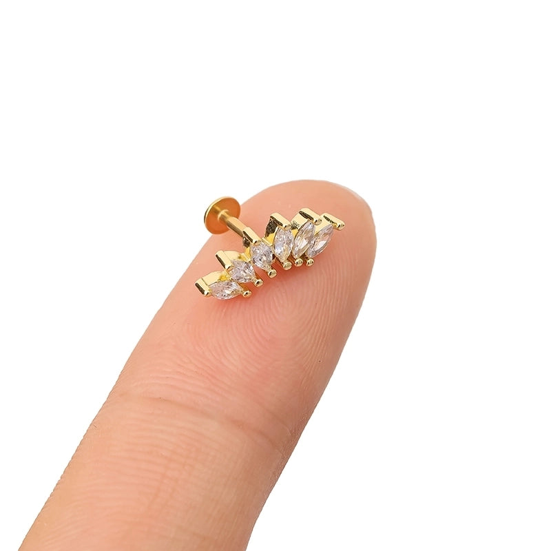 1 Piece Lip Rings Minimalist Classic Style Heart Shape Crown 316L Stainless Steel  Plating Inlay Zircon K Gold Plated Lip Rings Ear Cartilage Rings & Studs