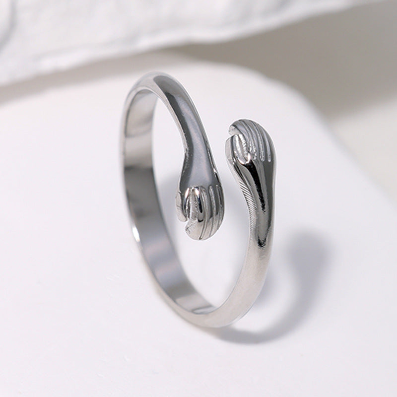 Open Ring Expressive Palm Stainless Steel Electroplating Rings