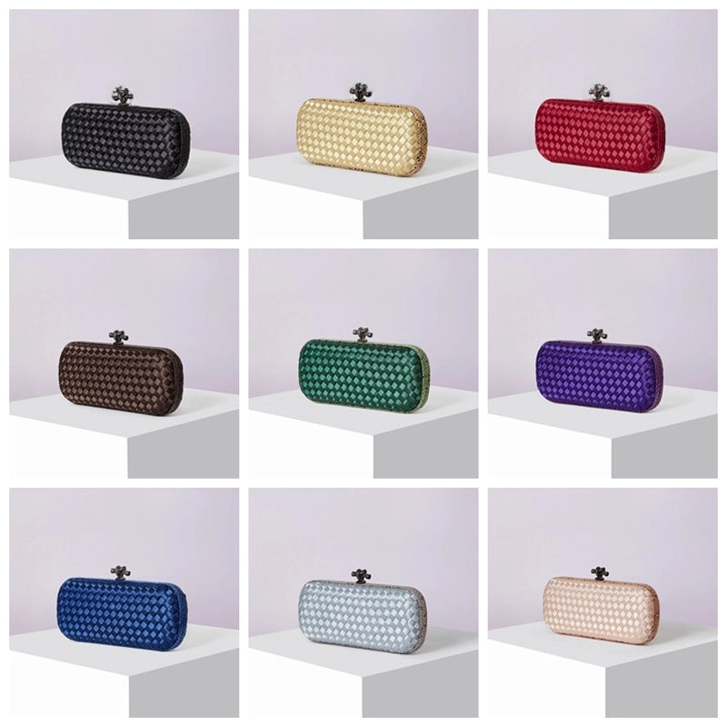 Factory Direct Sales Silk Hand-woven Women's Clutch Crossbody Simple Evening Bag Chain Pouch