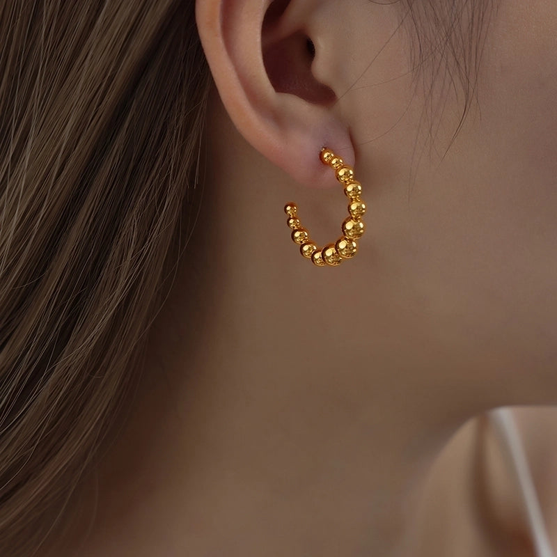 1 Pair Retro Streetwear Solid Color Plating Titanium Steel 18K Gold Plated Earrings