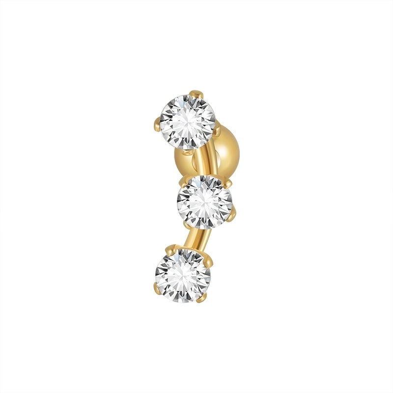 2 Pieces Ear Cartilage Rings & Studs Casual Vacation Minimalist Geometric Heart Shape 304 Stainless Steel Inlay Zircon 18K Gold Plated Lip Rings Ear Cartilage Rings & Studs
