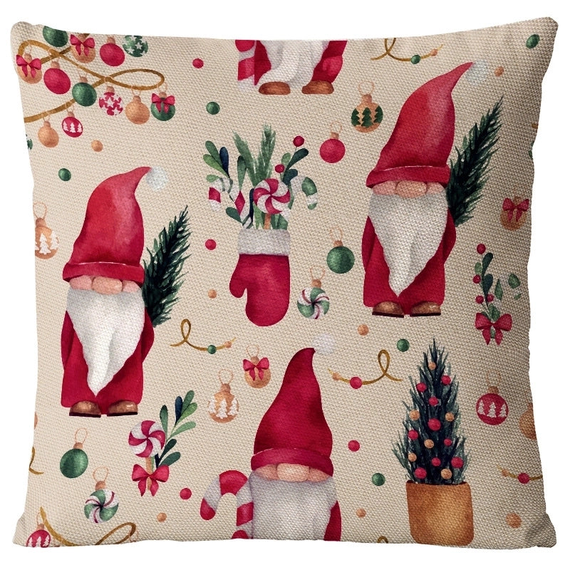 Christmas Glam Santa Claus Snowman Linen Pillow Cases Couch & Sofa Decor