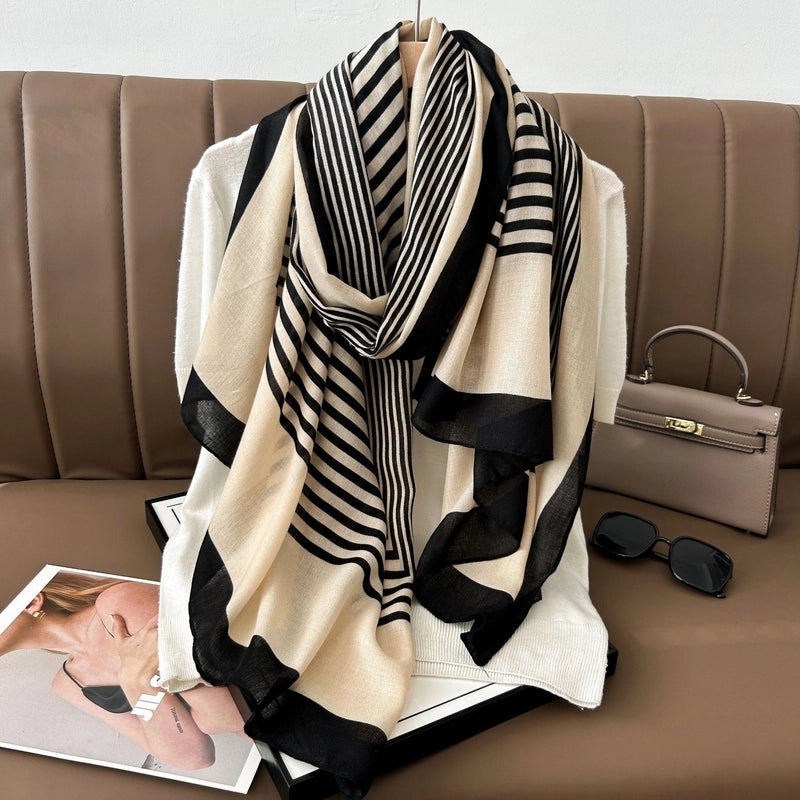 Women's Casual Elegant Vacation Snowflake Cotton Polyester Printing Dyeing Scarf Shawl
